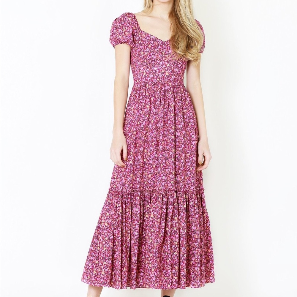 LoveShackFancy Angie Dress in cherry wine, size 4